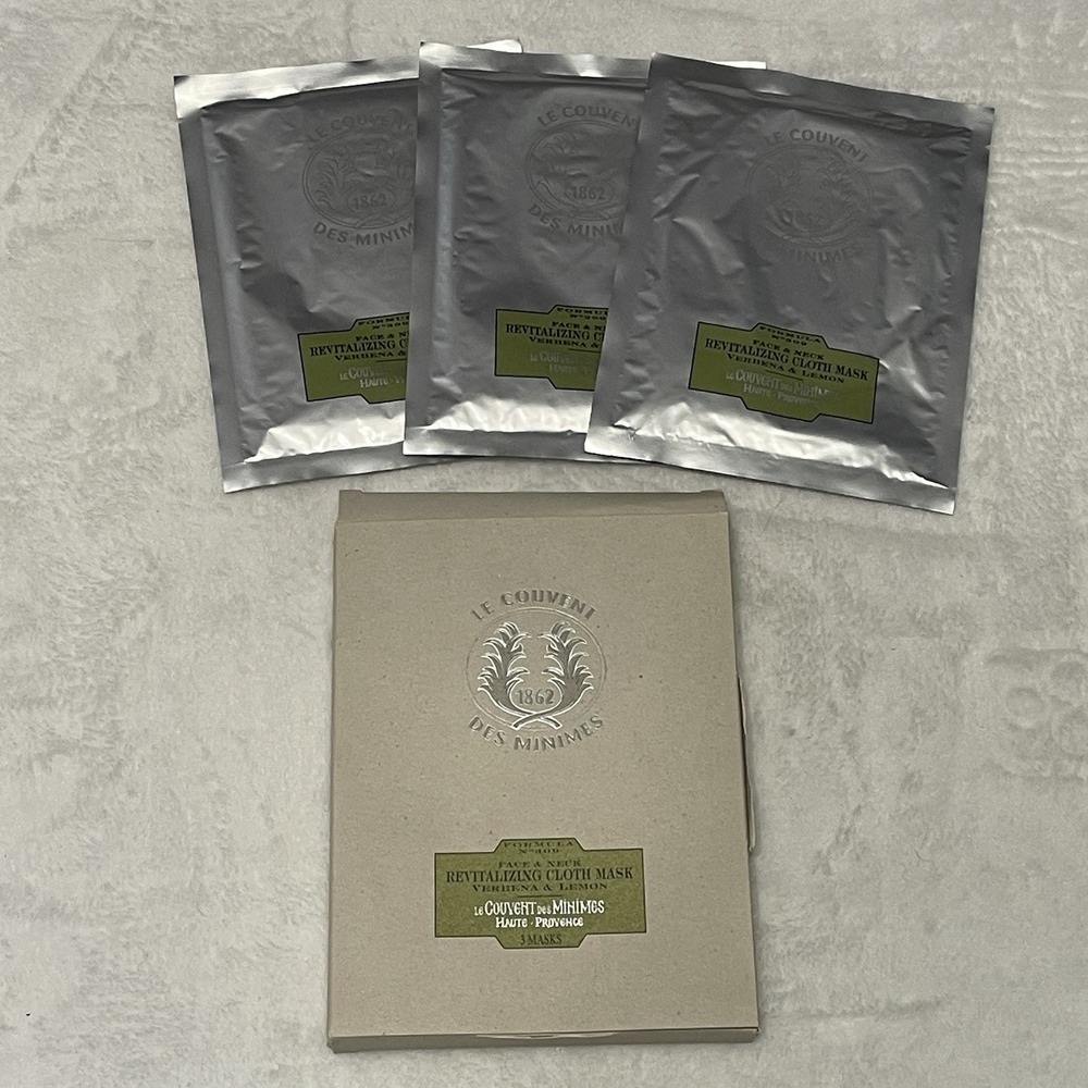 Les Couvent Des Minimes Verbena & Lemon Face & Neck Cloth Mask lot of 2 NEW!